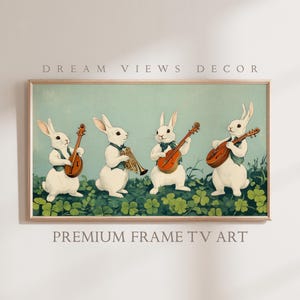 Cadre de Pâques pour téléviseur Art vintage, carte de Pâques, lapin de mauvaise humeur, décoration de Pâques Lapins printemps Samsung cadre pour téléviseur, art déco vintage antique en téléchargement numérique