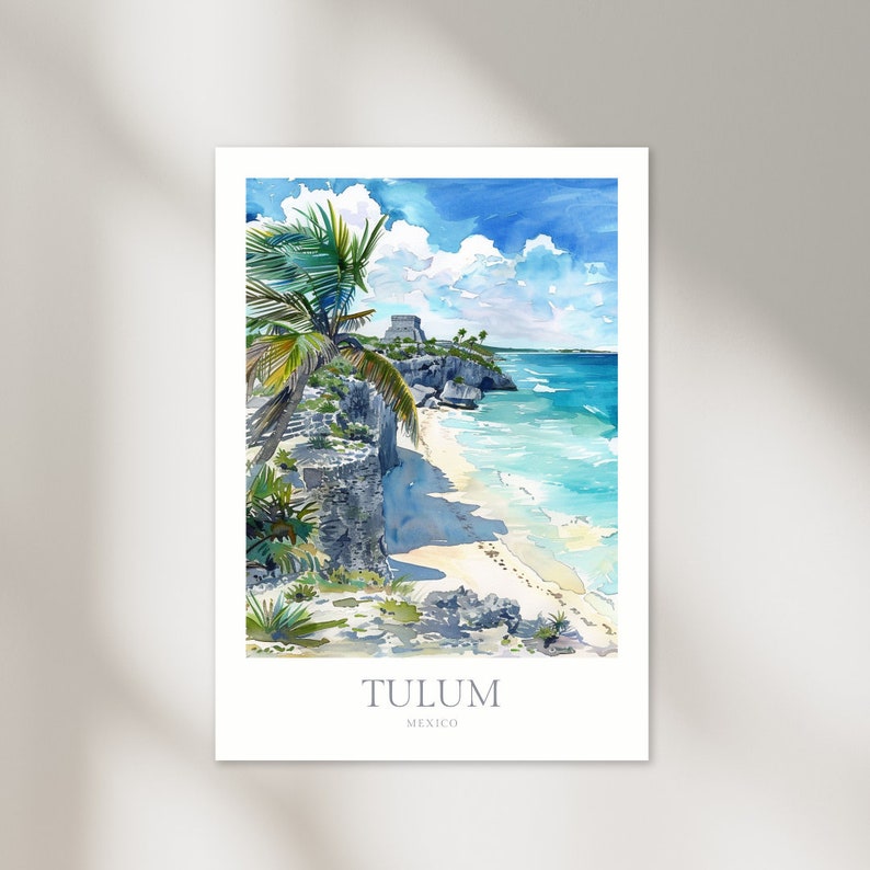 Tulum Mexico Watercolor Poster Digital Download Printable Wall Art ...