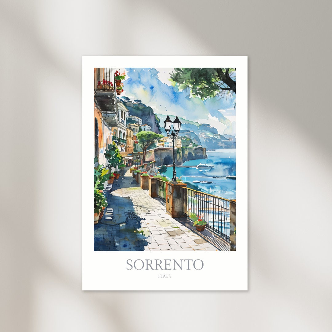 Sorrento Italy Watercolor Poster Digital Download Printable Wall Art Sorrento Home Decor Digital ...