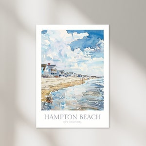 Hampton Beach Aquarell Poster Digital Download druckbare Wand Kunst Wohnkultur Hampton Beach Wand Kunst Digitaldruck Download New Hampshire