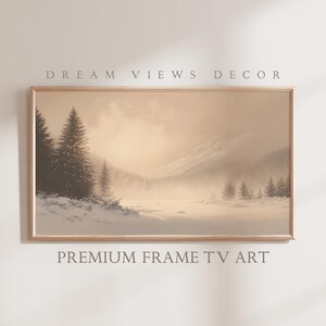 Winter Frame TV Art For Samsung TV Vintage Oil Painting Digital Download Neutral Beige Frame TV Art Vintage Winter Landscape Screensaver