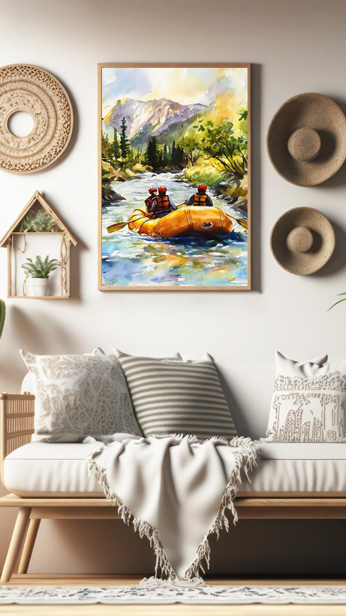Rafting Watercolor Painting, River Landscape Art (digital Download) - Etsy