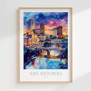 San Antonio Texas Watercolor Poster Digital Download San Antonio Digital Poster Print Download Home Decor San Antonio Digital Wall Art Texas