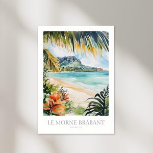 Le Morne Brabant Mauritius Aquarell Poster digitaler Download druckbare Wand Kunst Wohnkultur Mauritius digitales Poster digitale Wand Kunst Druck