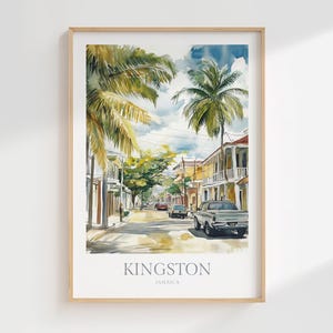 Kingston Jamaica Print Watercolor Poster Digital Download Vintage Printable Wall Art Home Decor Kingston Print Digital Poster Jamaica Art
