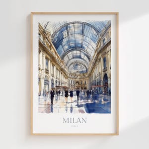 Impression de Milan, Italie, affiche aquarelle en téléchargement numérique, impression d'art mural imprimable, décoration d'intérieur, impression numérique de Milan, téléchargement d'art mural de Milan, voyage