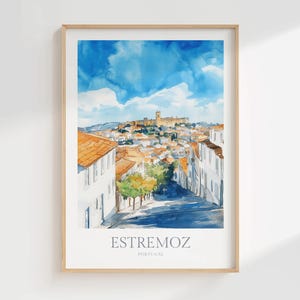 Estremoz Print Watercolor Poster Digital Download Printable Wall Decor Portugal Print Download Estremoz Wall Art Print Portugal Travel Art