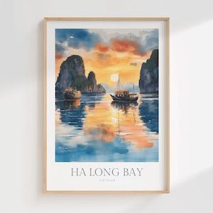 Ha Long Bay Print Vietnam Watercolor Poster Digital Download Printable Wall Art Home Decor Print Halong Bay Poster Vietnam Travel Art Print