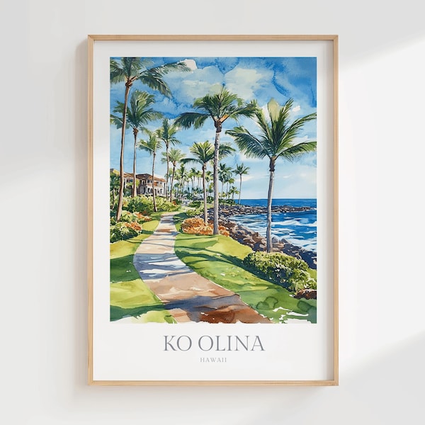 Ko Olina Hawaii Watercolor Poster Digital Download Ko Olina Printable Wall Art Home Decor Ko Olina Digital Poster Print Download Hawaii Art