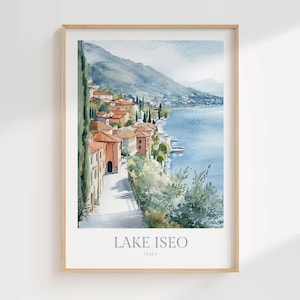 Lake Iseo Italy Watercolor Poster Digital Download Printable Decor Lake Iseo Digital Poster Print Download  Italy Digital Poster Travel Art