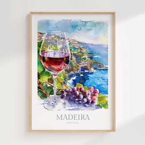Madeira Wine Watercolor Poster, Portugal Art Print (Digital Download)
