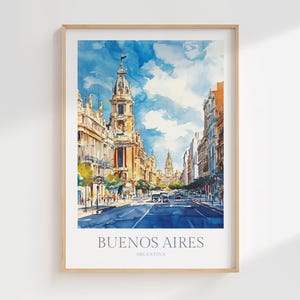 Buenos Aires, pôster em aquarela, download digital, Buenos Aires, arte de parede para impressão, decoração para casa, pôster digital de Buenos Aires, arte impressa da Argentina