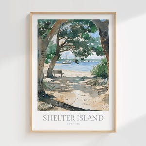 Shelter Island Digital Poster Watercolor Poster Digital Download Printable Art Shelter Island Home Decor New York State Digital Art Print