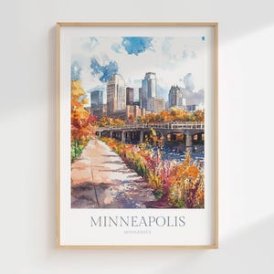 Minneapolis Minnesota Watercolor Poster Digital Download Minneapolis Digital Poster Print Download Home Decor Minneapolis Digital Wall Art
