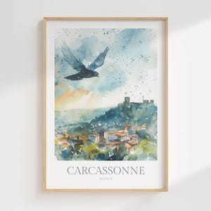 Carcassonne Frankreich Aquarell Poster Digital Download Carcassonne druckbare Wand Kunst Wohnkultur Frankreich Digitaldruck Carcassonne Wandkunst