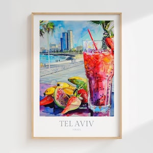 Tel Aviv Israel Watercolor Poster Digital Download Tel Aviv Printable Wall Art Tel Aviv Digital Print Download Tel Aviv-Yafo Poster Israel