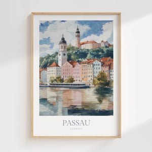 Passau Print Watercolor Poster Germany Wall Art Decor Print Passau Poster Germany Print Digital Download Bavaria Passau Travel Art Print