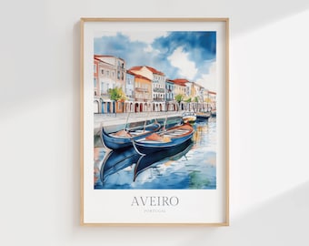 Aveiro Portugal Watercolor Print, Travel Art (Digital Download)