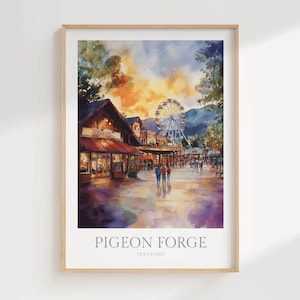 Pigeon Forge Tennessee Watercolor Print, Home Decor (Digital Download)