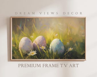 Neutral Easter Egg Oil Painting, Spring Samsung Frame TV Art