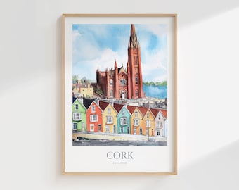 Cork Print Ireland aquarel poster - afdrukbare muurkunst woondecoratie (digitale download)