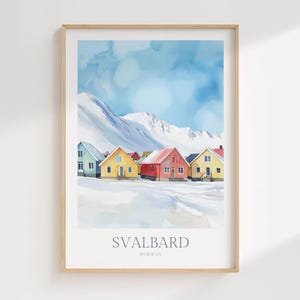 Svalbard Print Watercolor Poster Norway Wall Art Decor Print Svalbard Poster Norway Print Digital Download Longyearbyen Travel Art Print