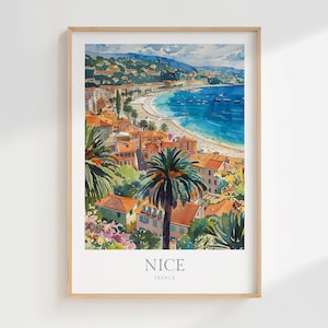 Belle affiche aquarelle de France en téléchargement numérique Belle impression murale art mural Belle affiche numérique impression téléchargement affiche numérique Côte d'Azur