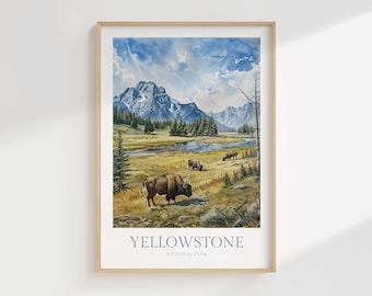 Yellowstone National Park Watercolor Print (Digital Download)