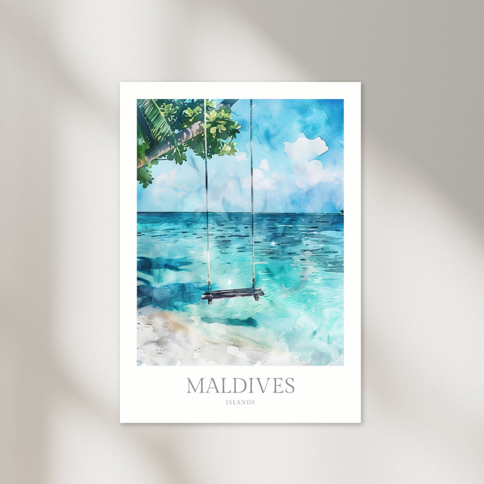 Maldives Watercolor Poster Digital Download Maldives Printable Wall Art ...