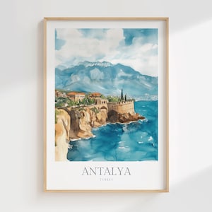 Antalya Print Turkey Watercolor Poster Digital Download Antalya Printable Wall Art Home Decor Turkey Print Digital Download Travel Art Print