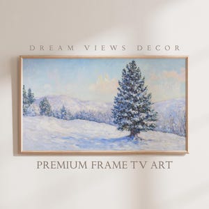 Winter Snowy Pine Christmas Frame TV Art Snow Neutral Winter Forest Painting Samsung Frame TV Art for TV Winter Landscape Farmhouse Decor