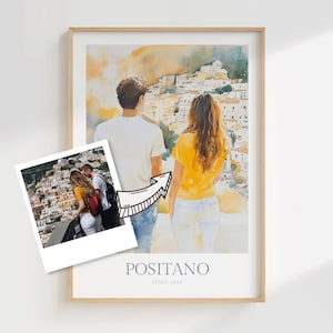 Personalized Couple Travel Poster - Custom Watercolor City Print, Digital Travel Wall Art, Wanderlust Gift for Travelers Couple Custom Print