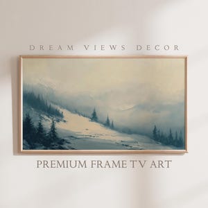 Winter Frame Tv Art Christmas Samsung Frame Tv Art Neutral Winter Landscape Vintage Oil Painting Snowy Hills Holiday Digital Download