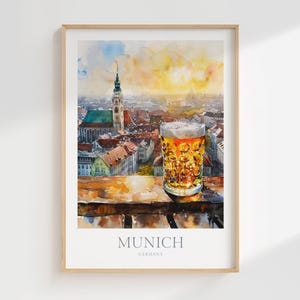 München Druck Deutschland Aquarell Poster Digitaler Download druckbare Wand Kunst Dekor München Digitales Poster München Deutschland Reise Kunstdruck