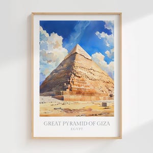 Impressão em aquarela da Pirâmide de Gizé, arte de parede egípcia (download digital)