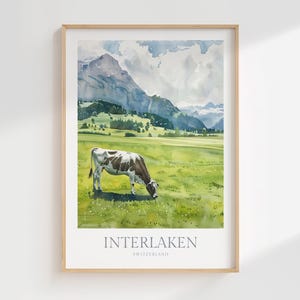 Interlaken Switzerland Watercolor Poster Interlaken Digital Download Switzerland Printable Wall Art Switzerland Home Decor Interlaken Print
