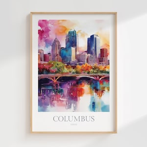 Columbus Ohio Watercolor Poster Digital Download Columbus Printable Wall Art Print Digital Poster Columbus Print Ohio Wall Art Travel Print