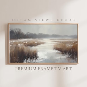 Winter Frame TV art Vintage Winter Landscape Textured Winter Oil Painting Samsung Winter Frame TV art Snow Neutral Modern Minimalism Art
