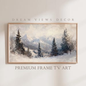 Winter Frame TV Art Christmas Frame TV Art Neutral Snowy Painting Digital Download Rusty Winter Snow Landscape Painting Samsung Frame TV art