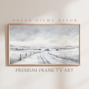 Frame TV Art Winter Vintage Village Sketch Winter Art For TV Art Digital Download Samsung Frame TV Art Winter Landscape Painting Watercolor