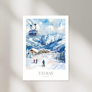 タトラ山脈 スロバキア 水彩画ポスター デジタルダウンロード タトラ山脈 デジタルポスタープリント ホームデコレーション スロバキア デジタルプリント ハイタトラス スキー
