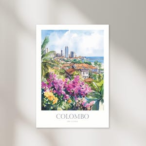 Colombo Sri Lanka affiche aquarelle téléchargement numérique Colombo affiche numérique impression téléchargement décoration Sri Lanka impression d'art mural numérique