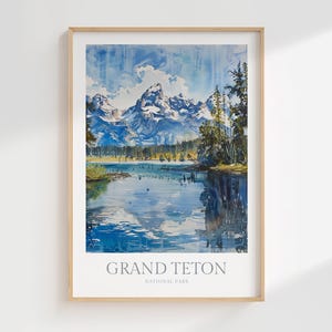 Grand Teton National Park Aquarell Poster Grand Teton Digital Download druckbare Wandkunst Jenny Lake Poster Teton Palette Digitaldruck