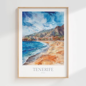 Tenerife Spanje aquarel poster digitale download Tenerife afdrukbare muur kunst decor Tenerife digitale poster Spanje Canarische eilanden poster