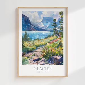 glace bundespark aquarell druck, landschaftsbild, kunstdruck (digitaler download)