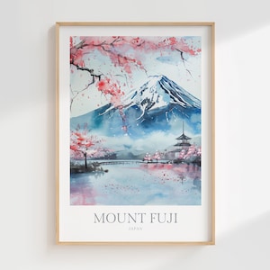 Mount Fuji Japan Watercolor Poster Digital Download Mount Fuji Printable Wall Art Home Decor Japan Digital Print Download Fuji Wall Art