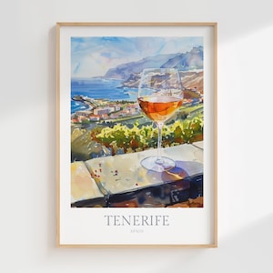 Tenerife Spain Watercolor Poster Digital Download Tenerife Printable Wall Art Tenerife Digital Poster Spain Print Canary Islands Poster