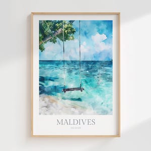 Maldives Watercolor Poster Digital Download Maldives Printable Wall Art Maldives Digital Print Download Maldives Wall Art Maldives Print