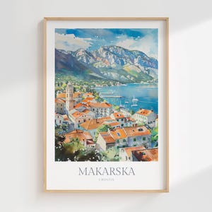 Makarska Croatia Watercolor Print, Coastal Home Decor (Digital Download)