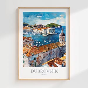 Póster de acuarela de Dubrovnik, Croacia. Descarga digital de Dubrovnik. Arte de pared imprimible de Croacia. Decoración del hogar de Croacia. Impresión digital de Croacia.